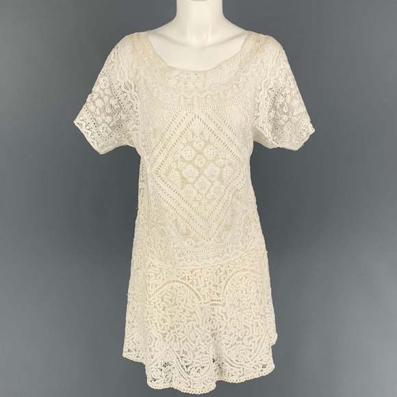 RALPH LAUREN Collection White Cotton Crochet Short Dress - Picture 1 of 5